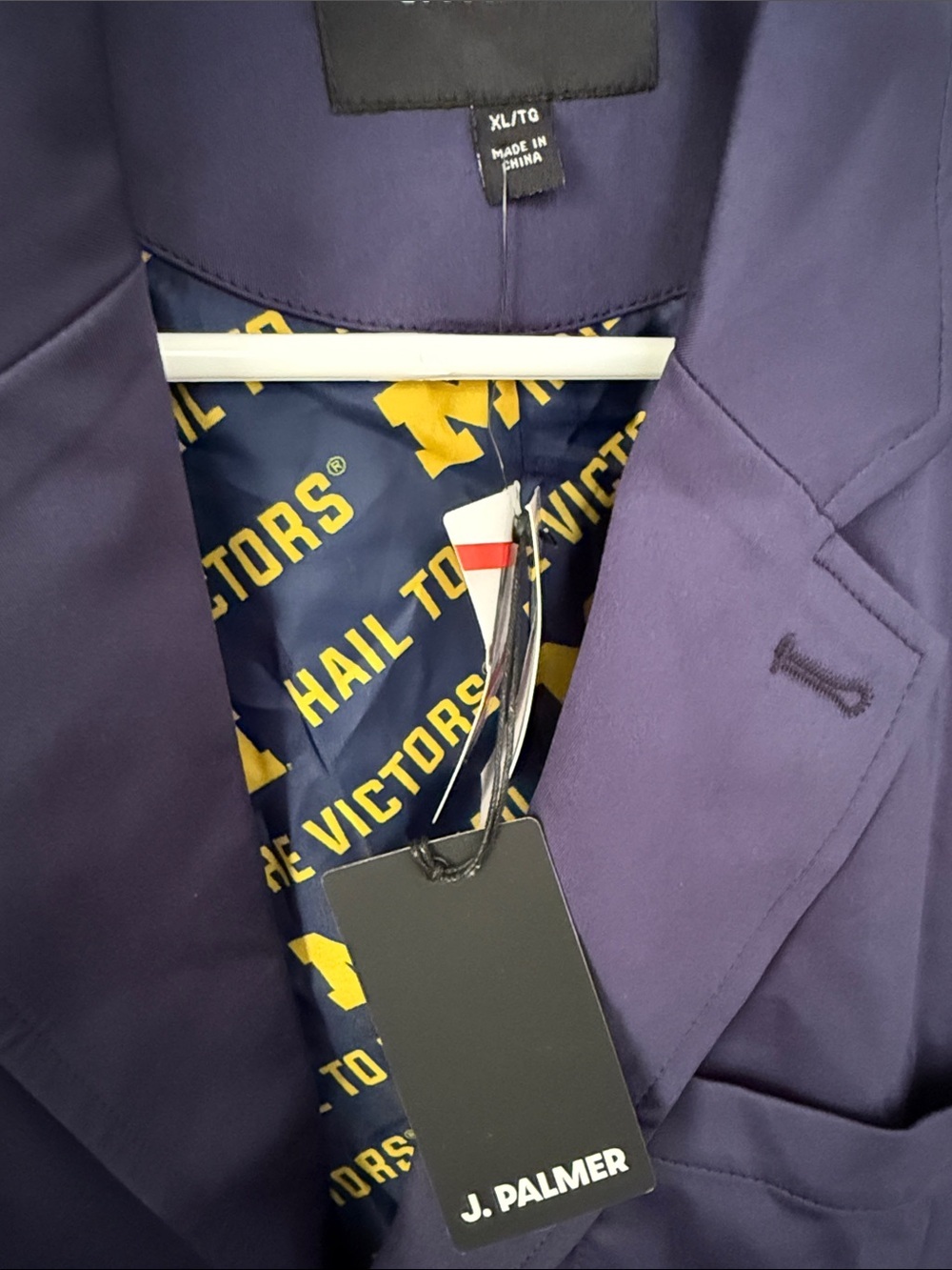 J. Palmer Navy Blazer Jacket with Michigan Hail to the Victors  Lining Details - Picture 2 of 8